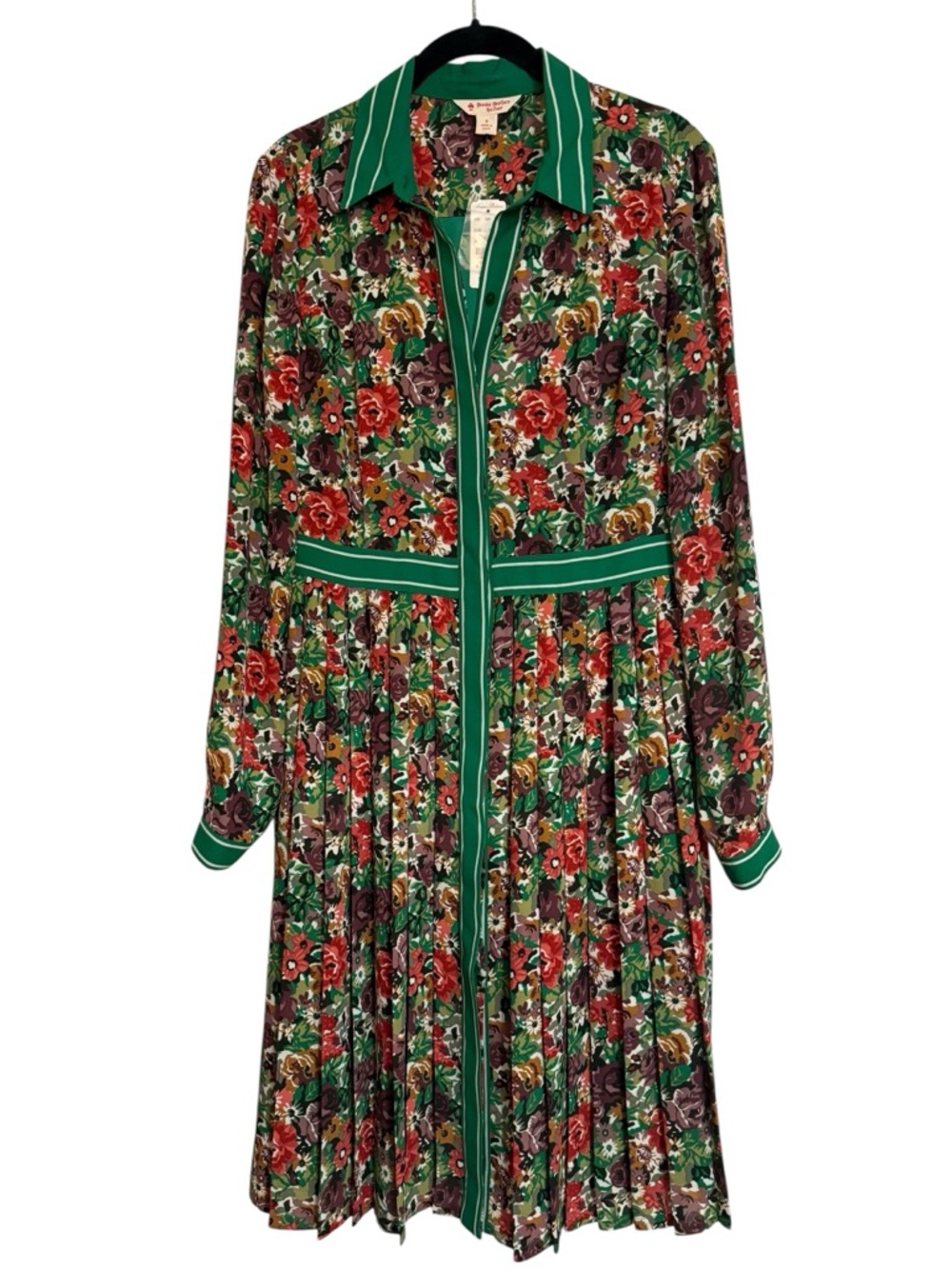 Brooks Brothers Red Fleece Green Floral Button-Front Midi Dress